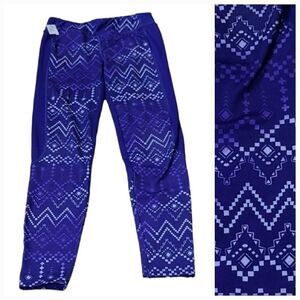 REEBOK Girl Large 12/14 Purple Aztec Printed Legging Active Gym Class Yoga Pant
